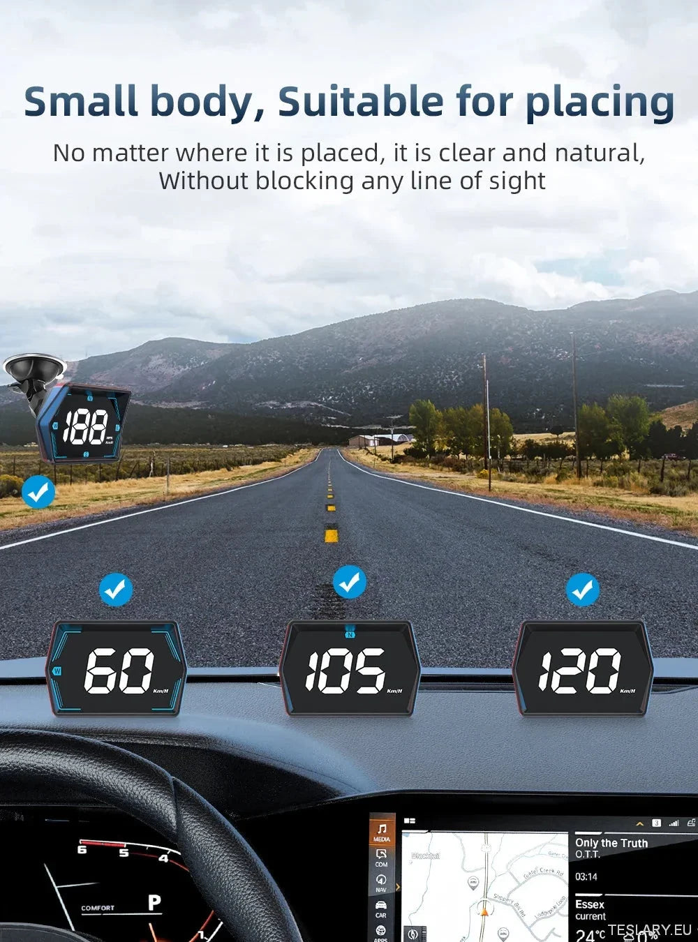 SmartDrive 2024: Advanced Car HUD with GPS & Safety Alerts