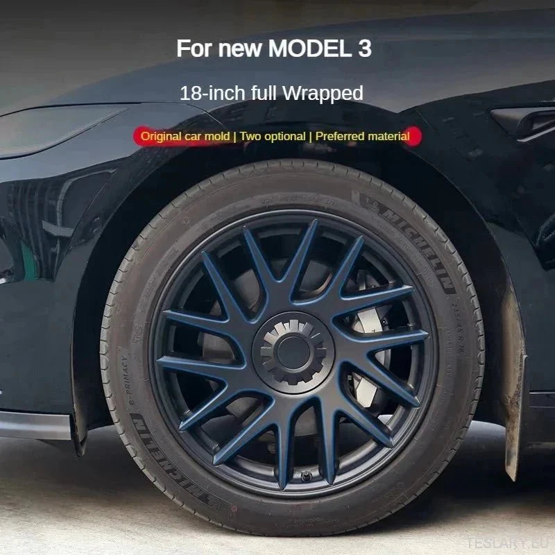 18" Tesla Model 3+ Highland Full Rim Gloss Black Wheel Covers - TESLARY Tesla Shop Accessories Europe Nederlands Ireland Deutschland Espana Alicante France Italia