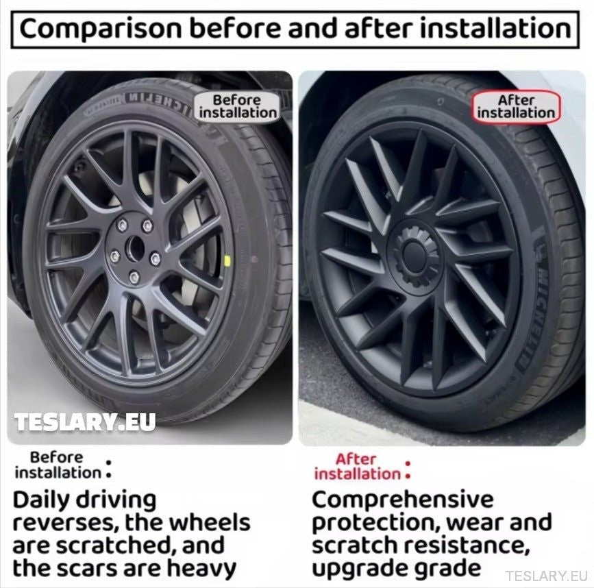 18" Tesla Model 3+ Highland Full Rim Matte Black Wheel Covers - TESLARY Tesla Shop Accessories Europe Nederlands Ireland Deutschland Espana Alicante France Italia