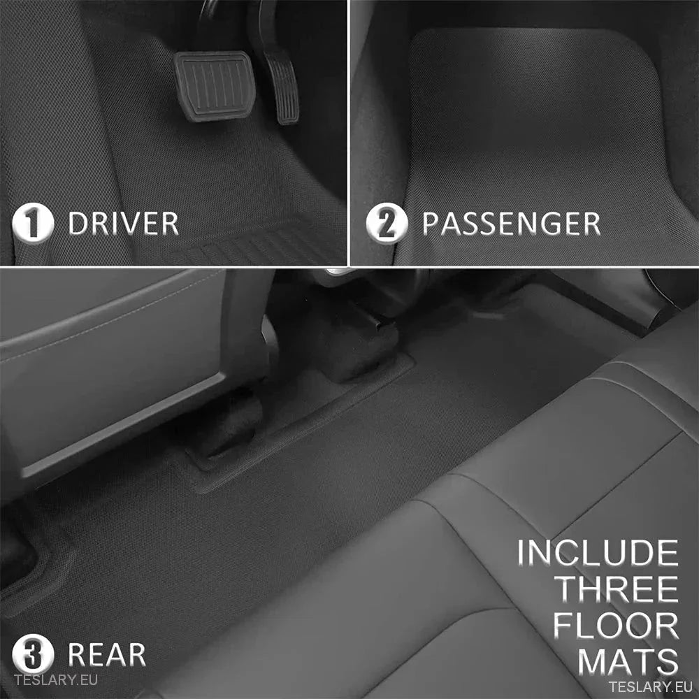 3D XPE All Weather Floor Mats LHD for Tesla 3 / 3+ Highland / Y - TESLARY Tesla Shop Accessories Europe Nederlands Ireland Deutschland Espana Alicante France Italia