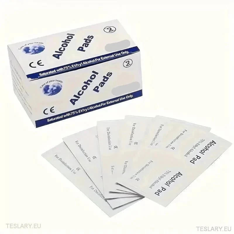 Alcohol Cleaning Preparation Pads ( adhesion of logos , trim, etc. ) - TESLARY Tesla Shop Accessories Europe Nederlands Ireland Deutschland Espana Alicante France Italia
