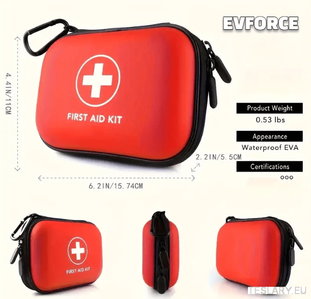 Compact Emergency First Aid Kit ( 91 PIeces ) for your Tesla , BYD , MG or Other EV - TESLARY Tesla Shop Accessories Europe Nederlands Ireland Deutschland Espana Alicante France Italia