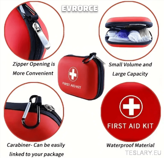 Compact Emergency First Aid Kit ( 91 PIeces ) for your Tesla , BYD , MG or Other EV - TESLARY Tesla Shop Accessories Europe Nederlands Ireland Deutschland Espana Alicante France Italia