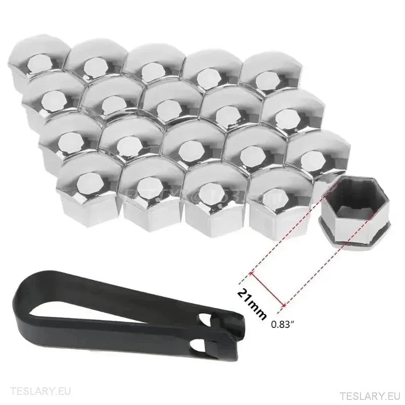 Decorative Lug Nut Cover Kits for Tesla 3/Y/S/X with Centre Cap Logo - TESLARY Tesla Shop Accessories Europe Nederlands Ireland Deutschland Espana Alicante France Italia