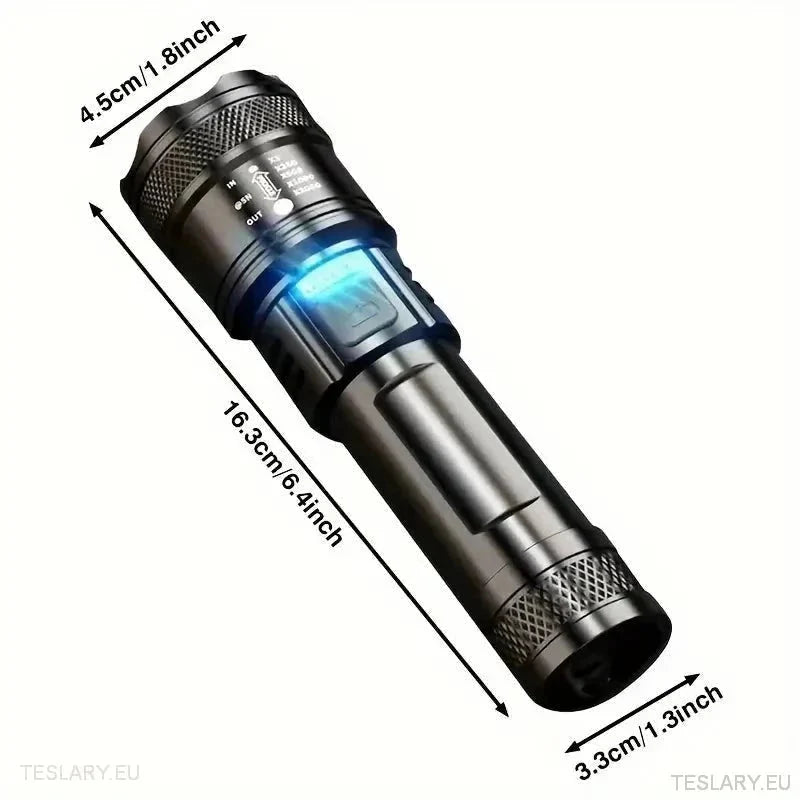 LED Zoom Flashlight and Mobile Powerbank - TESLARY Tesla Shop Accessories Europe Nederlands Ireland Deutschland Espana Alicante France Italia