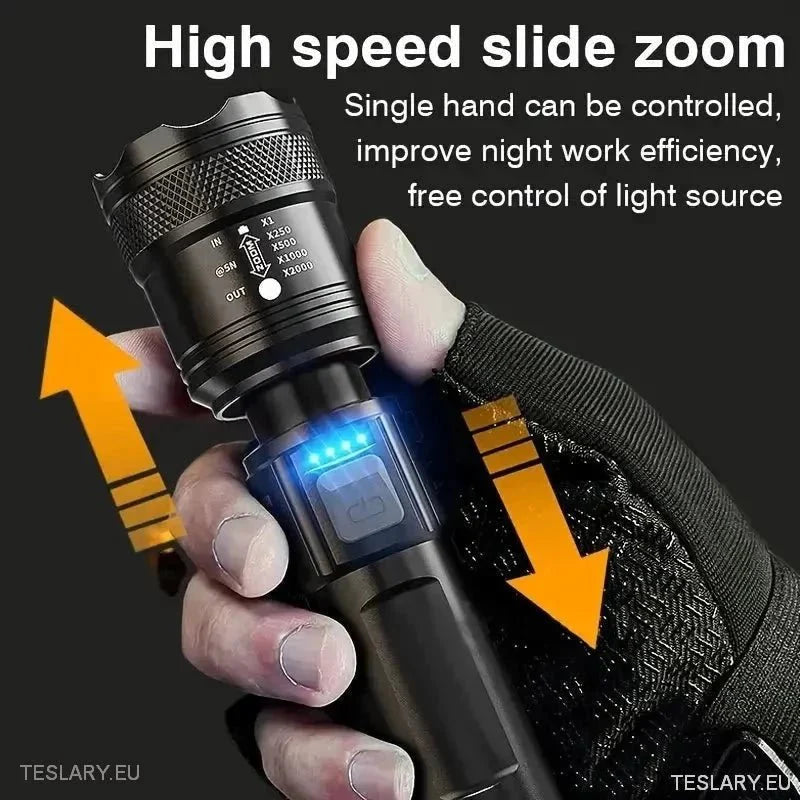 LED Zoom Flashlight and Mobile Powerbank - TESLARY Tesla Shop Accessories Europe Nederlands Ireland Deutschland Espana Alicante France Italia