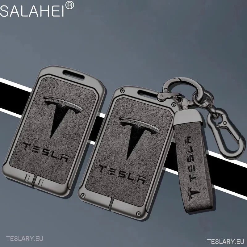 Metal Leather Key Case Cover for Tesla 3/Y RFID Key with Logo - TESLARY Tesla Shop Accessories Europe Nederlands Ireland Deutschland Espana Alicante France Italia