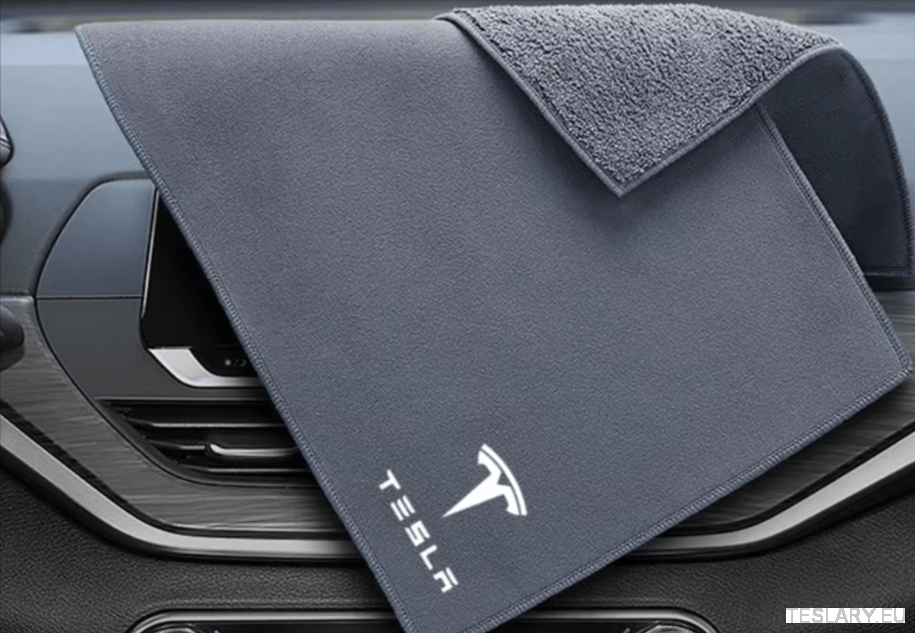 Microfibre Towel with Tesla Model Logo - TESLARY Tesla Shop Accessories Europe Nederlands Ireland Deutschland Espana Alicante France Italia