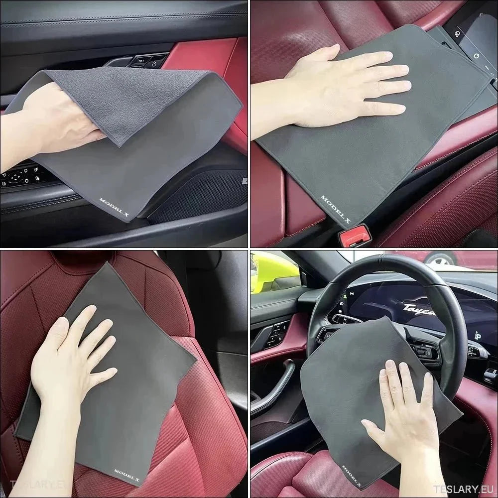 Microfibre Towel with Tesla Model Logo - TESLARY Tesla Shop Accessories Europe Nederlands Ireland Deutschland Espana Alicante France Italia