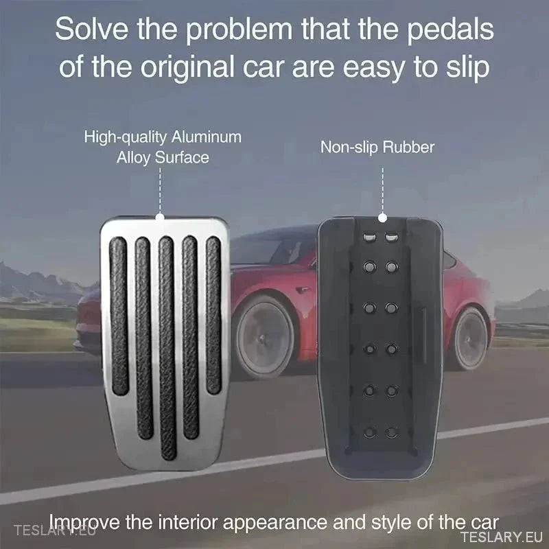 Performance Upgrade Tesla 3 / Y Non Slip Aluminium Foot Pedals - TESLARY Tesla Shop Accessories Europe Nederlands Ireland Deutschland Espana Alicante France Italia