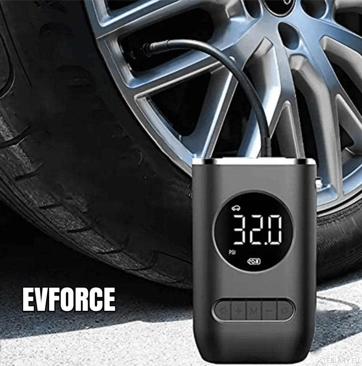 Portable Battery Powered Tyre Compressor for Tesla , BYD , MG & Other EVs - TESLARY Tesla Shop Accessories Europe Nederlands Ireland Deutschland Espana Alicante France Italia