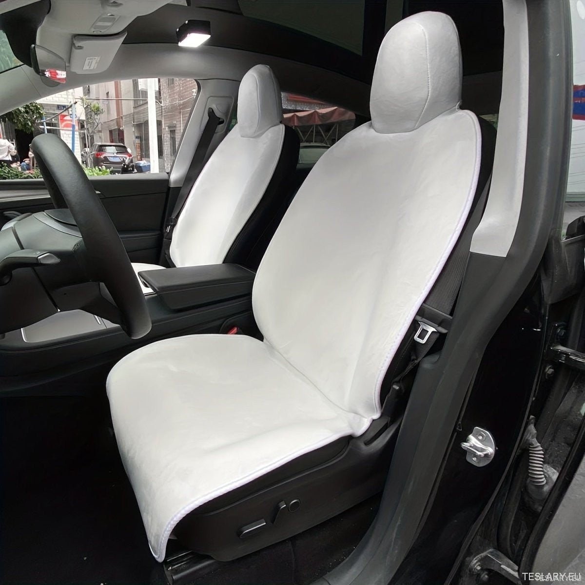 Protective Front Seat Covers for Tesla Model 3 / Y in Black or White - TESLARY Tesla Shop Accessories Europe Nederlands Ireland Deutschland Espana Alicante France Italia