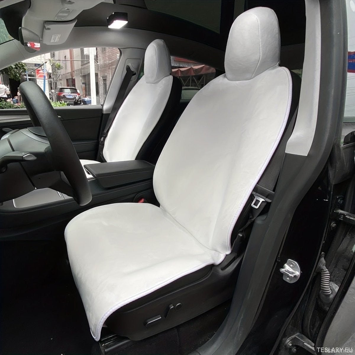 Protective Front Seat Covers for Tesla Model 3 / Y in Black or White - TESLARY Tesla Shop Accessories Europe Nederlands Ireland Deutschland Espana Alicante France Italia