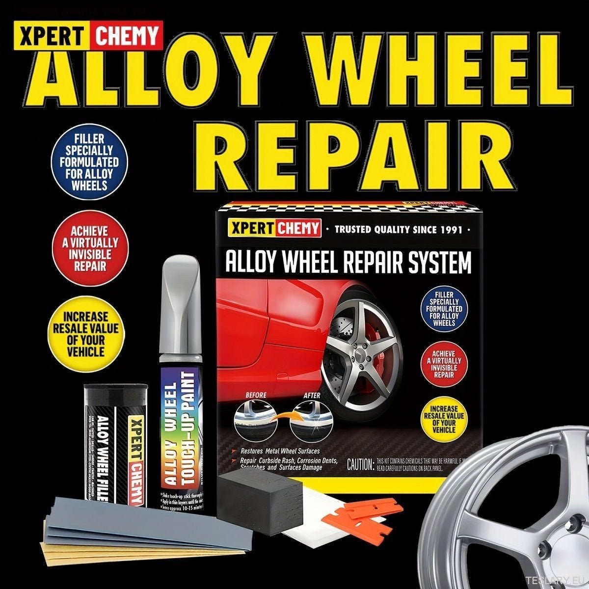 Silver Alloy Wheel Scratch Repair & Restore Kit - TESLARY Tesla Shop Accessories Europe Nederlands Ireland Deutschland Espana Alicante France Italia