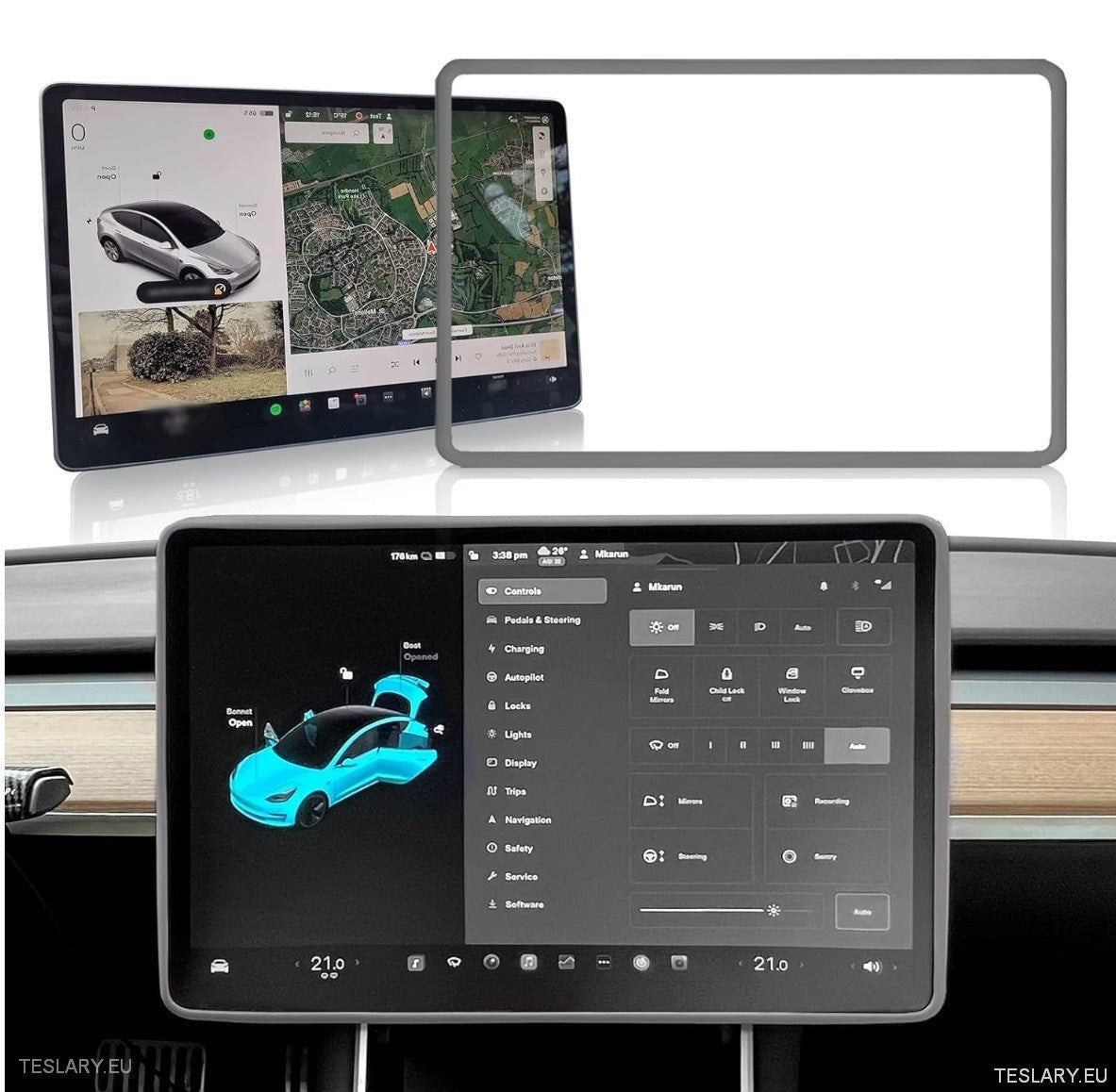 Tesla 3/Y Central Screen Silicon Edge Protector - TESLARY Tesla Shop Accessories Europe Nederlands Ireland Deutschland Espana Alicante France Italia