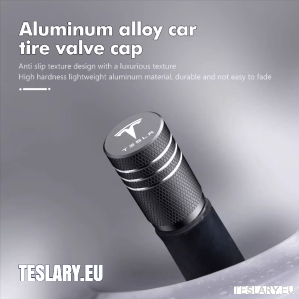 Tesla Aluminium Tyre Valve Air Caps with Logo in Black , Silver , Red or Blue - TESLARY Tesla Shop Accessories Europe Nederlands Ireland Deutschland Espana Alicante France Italia