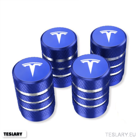 Tesla Aluminium Tyre Valve Air Caps with Logo in Black , Silver , Red or Blue - TESLARY Tesla Shop Accessories Europe Nederlands Ireland Deutschland Espana Alicante France Italia