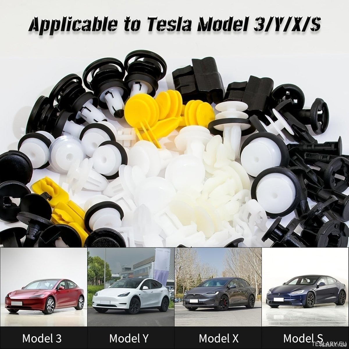 Tesla Body Internal and External Fixer Fastener Clip Pack 70 Pieces - TESLARY Tesla Shop Accessories Europe Nederlands Ireland Deutschland Espana Alicante France Italia