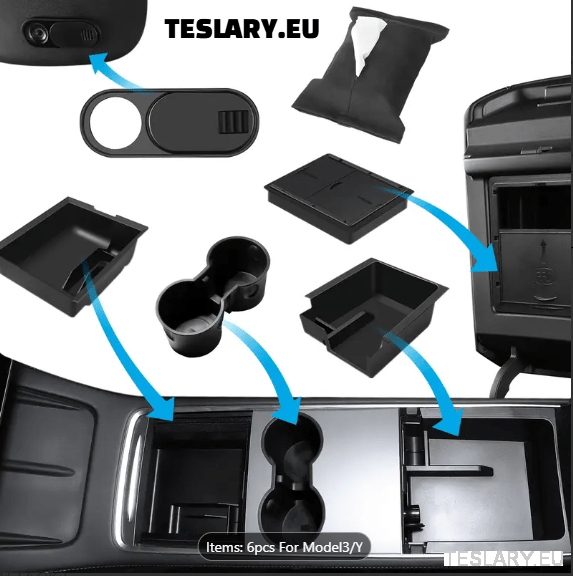 Tesla Model 3 / Y Accessories 6 Piece Organiser Package 6 - 1 KIT - TESLARY Tesla Shop Accessories Europe Nederlands Ireland Deutschland Espana Alicante France Italia