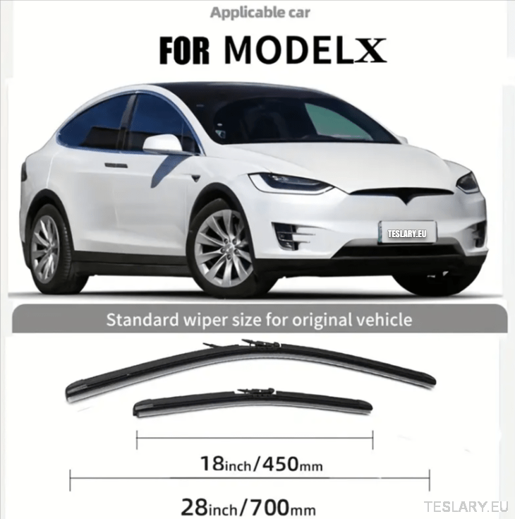 TESLA MODEL X WIPER BLADE KIT ( BOTH WIPERS ) 18 / 28 2016 - 2020 LHD - TESLARY Tesla Shop Accessories Europe Nederlands Ireland Deutschland Espana Alicante France Italia