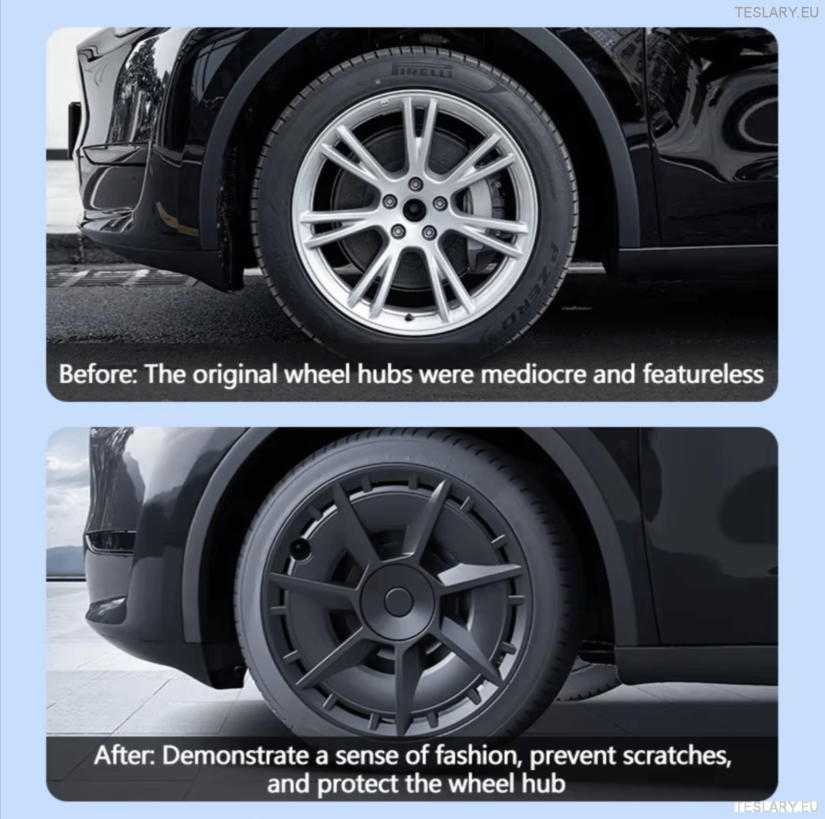 TESLA MODEL Y 19" UNIQUE S7 FULL COVER WHEEL HUBS - TESLARY Tesla Shop Accessories Europe Nederlands Ireland Deutschland Espana Alicante France Italia