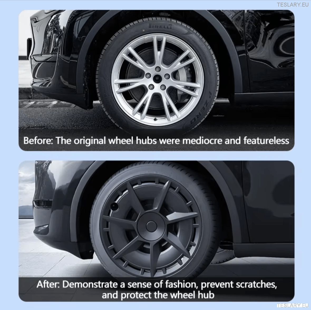 TESLA MODEL Y 19" UNIQUE S7 FULL COVER WHEEL HUBS - TESLARY Tesla Shop Accessories Europe Nederlands Ireland Deutschland Espana Alicante France Italia