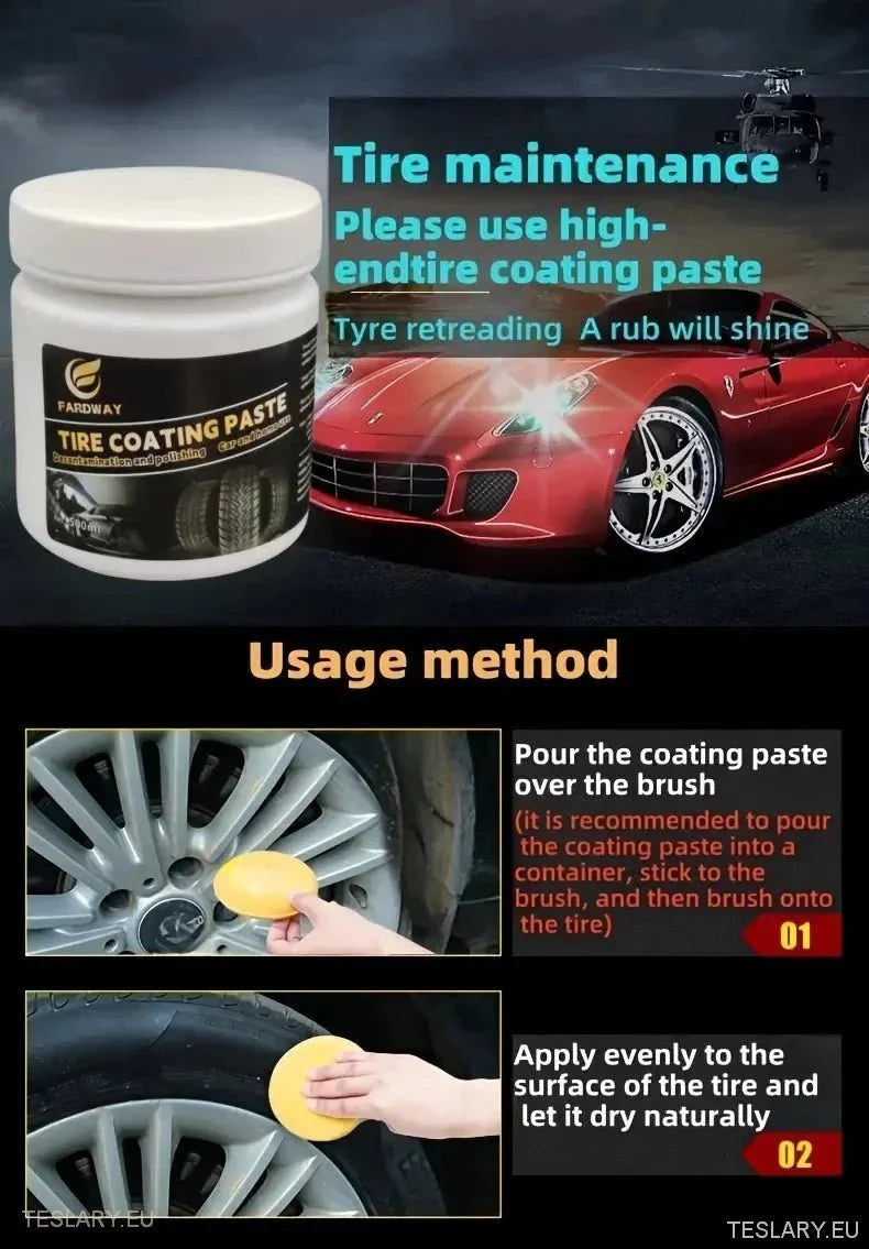 Tyre Coating Wax with Back to Black Power 500ml Extra Large - Tesla Shop Europe - TESLARY.IE Ireland - France boutique- Deutschland Geschäft- España comercio - Nederland winkel- TESLARY.IE