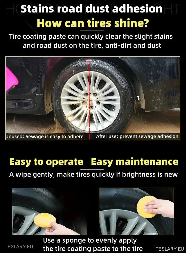 Tyre Coating Wax with Back to Black Power 500ml Extra Large - Tesla Shop Europe - TESLARY.IE Ireland - France boutique- Deutschland Geschäft- España comercio - Nederland winkel- TESLARY.IE