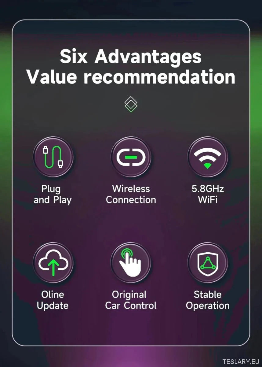 Universal Wireless CarPlay & Android Auto Adapter - TESLARY Tesla Shop Accessories Europe Nederlands Ireland Deutschland Espana Alicante France Italia