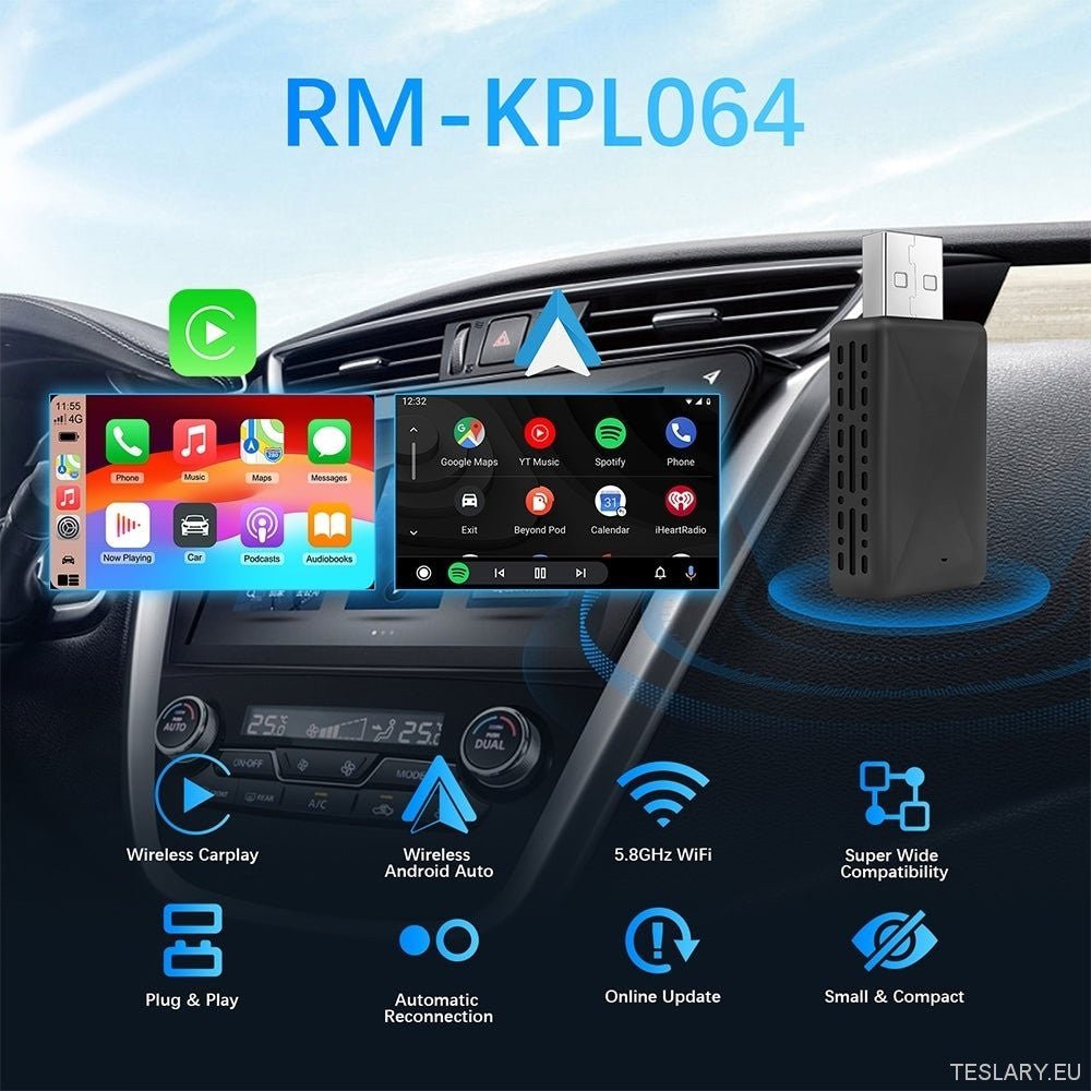 Universal Wireless CarPlay & Android Auto Adapter - TESLARY Tesla Shop Accessories Europe Nederlands Ireland Deutschland Espana Alicante France Italia