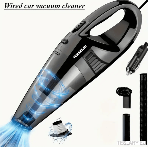 VACUUM 12V WIRED POWERFUL Handheld Car Vacuum Cleaner Black - TESLARY Tesla Shop Accessories Europe Nederlands Ireland Deutschland Espana Alicante France Italia