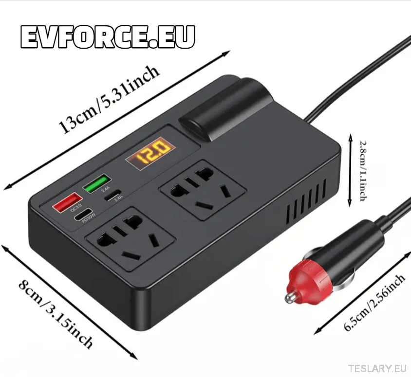 200 Watt 12 - 24V 220V Inverter Compatible with Tesla Cars ( EUROPEAN ONLY ) - TESLARY Tesla Shop Accessories Europe Nederlands Ireland Deutschland Espana Alicante France Italia