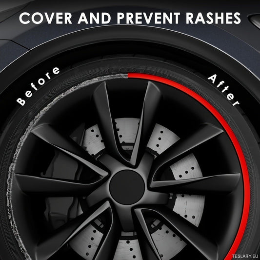 8M Car Wheel Rim Edge Protector, Rubber Wheel Hub Rim Guard, Vehicle Tyre Rim Decor Sticker Strip, Universal Automotive Accessories for Curb Rash and Wheel Scratch Prevention - TESLARY Tesla Shop Accessories Europe Nederlands Ireland Deutschland Espana Al