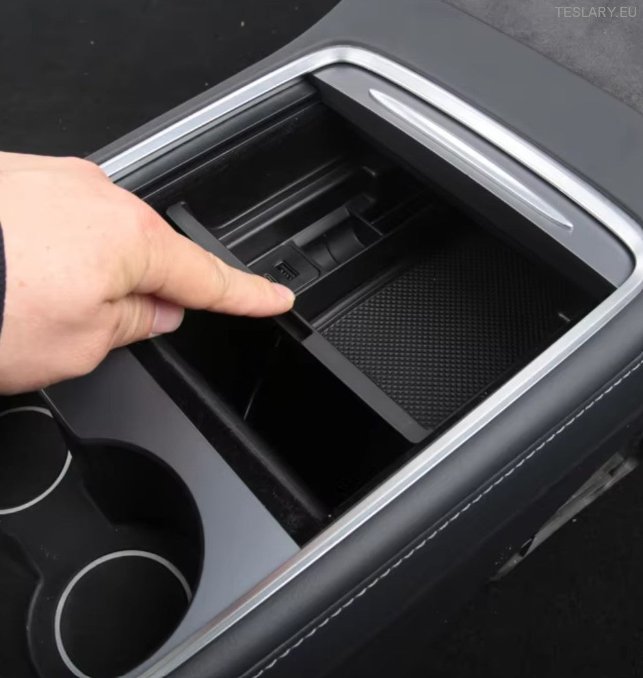 Tesla Model 3 / Y Centre Console Front Organiser Including USB with Spring Return