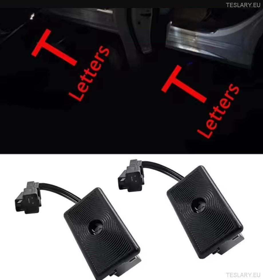 Tesla Model 3 / Y / S / X Door Projector Lights Plaid & Logo Style