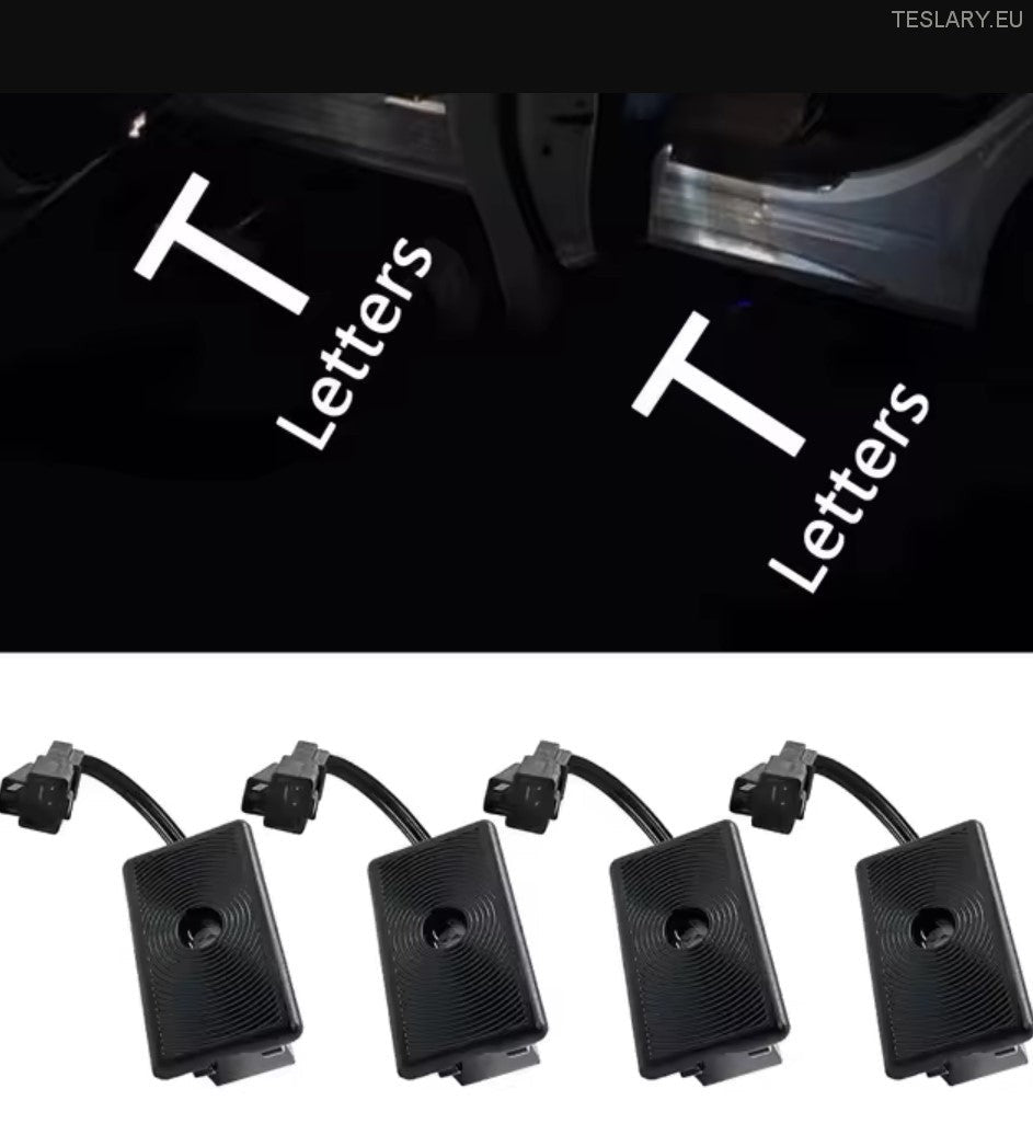 Tesla Model 3 / Y / S / X Door Projector Lights Plaid & Logo Style