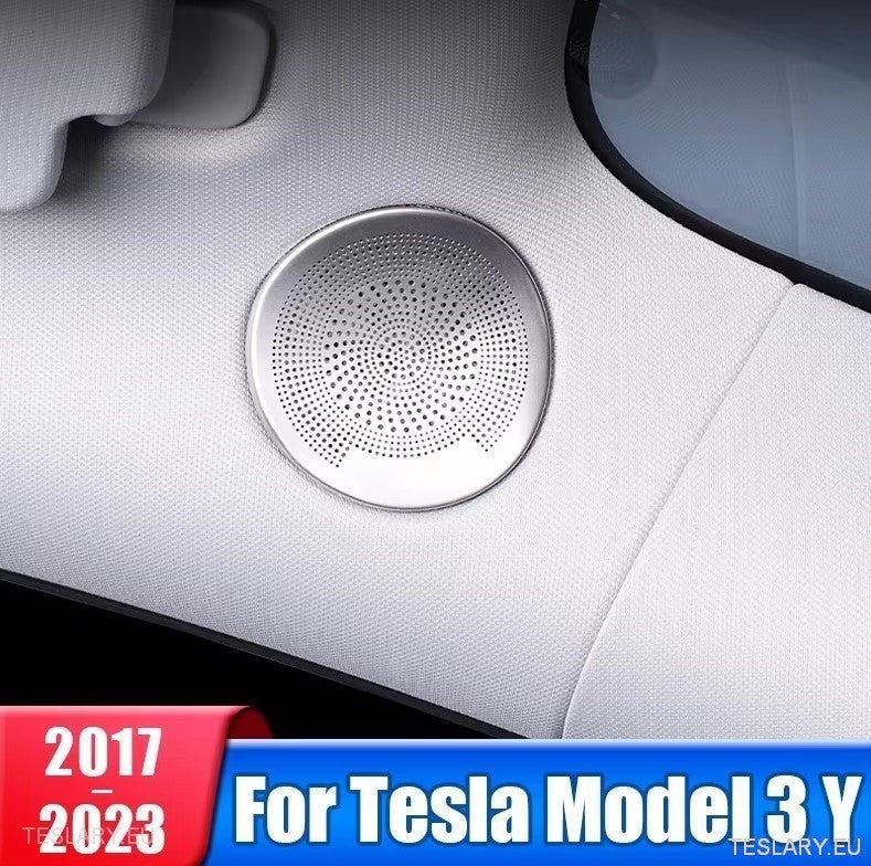 Tesla 3/Y Interior Front Circular Speaker Cover Silver ( PAIR ) -TESLARY.IE Tesla Shop Europe