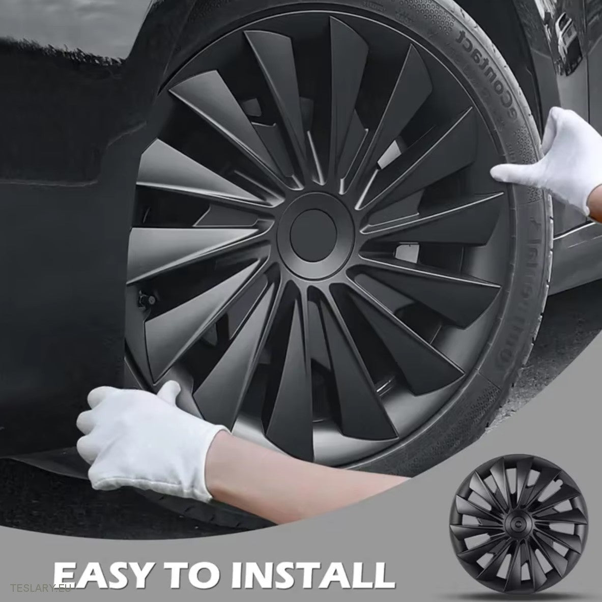 18" Tesla Model 3 Highland Performance Induction Style Wheel Covers - Matte Black