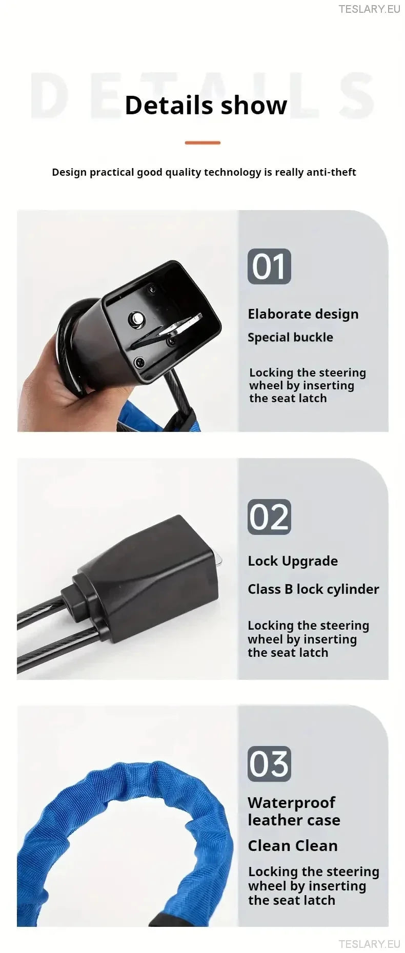 Steering Wheel to Seat Belt Security Lock For Tesla Model 3 . Y & Highland