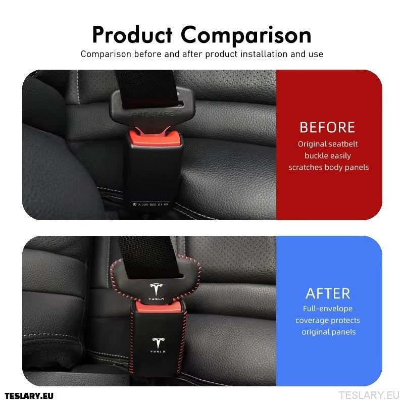 Tesla Model 3 Y S X Car Seat Belt Buckle Anti-scratch Protector with Tesla Logo
