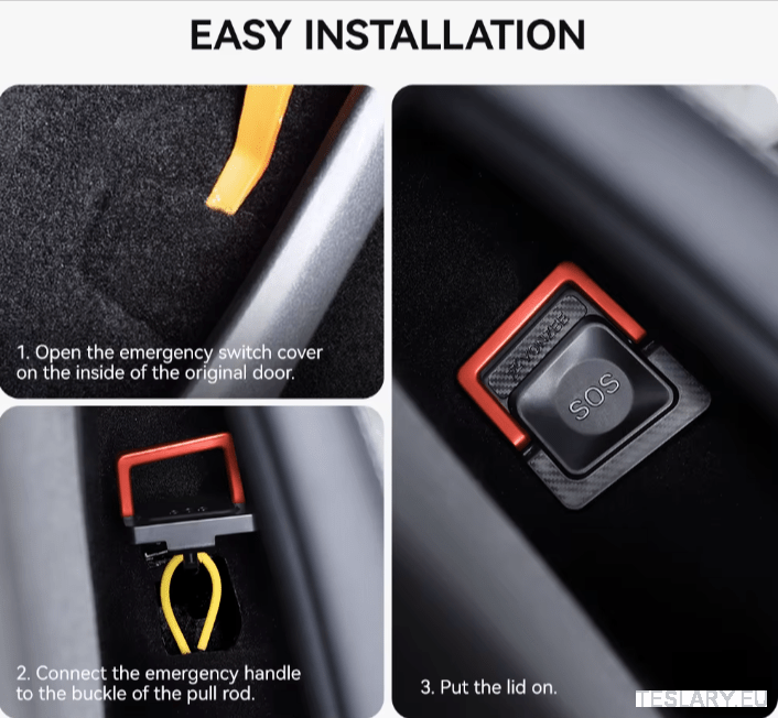 Tesla 3 Highland Emergency Rear Door Pull Handle - TESLARY Tesla Shop Accessories Europe Nederlands Ireland Deutschland Espana Alicante France Italia