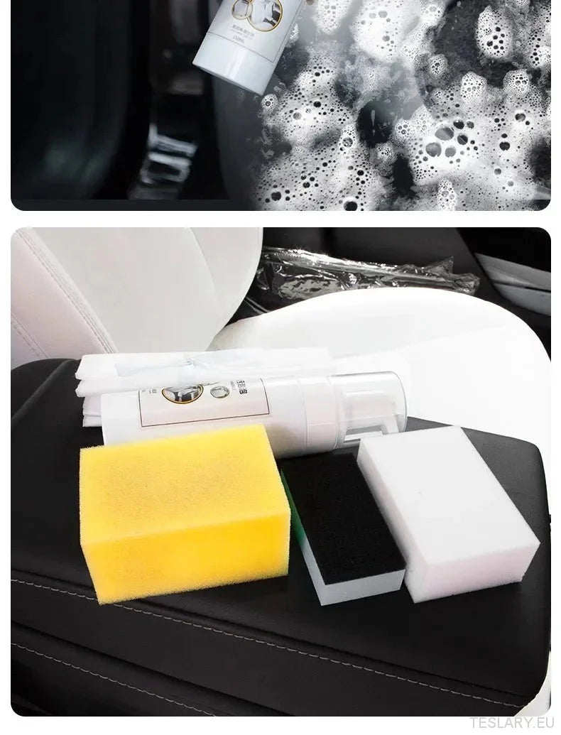 Tesla Interior PU Leather Cleaning & Care Foam - 150ml - TESLARY Tesla Shop Accessories Europe Nederlands Ireland Deutschland Espana Alicante France Italia
