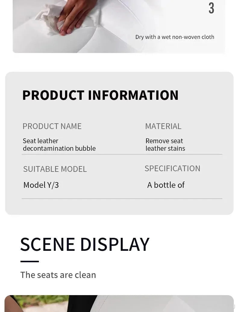 Tesla Interior PU Leather Cleaning & Care Foam - 150ml - TESLARY Tesla Shop Accessories Europe Nederlands Ireland Deutschland Espana Alicante France Italia
