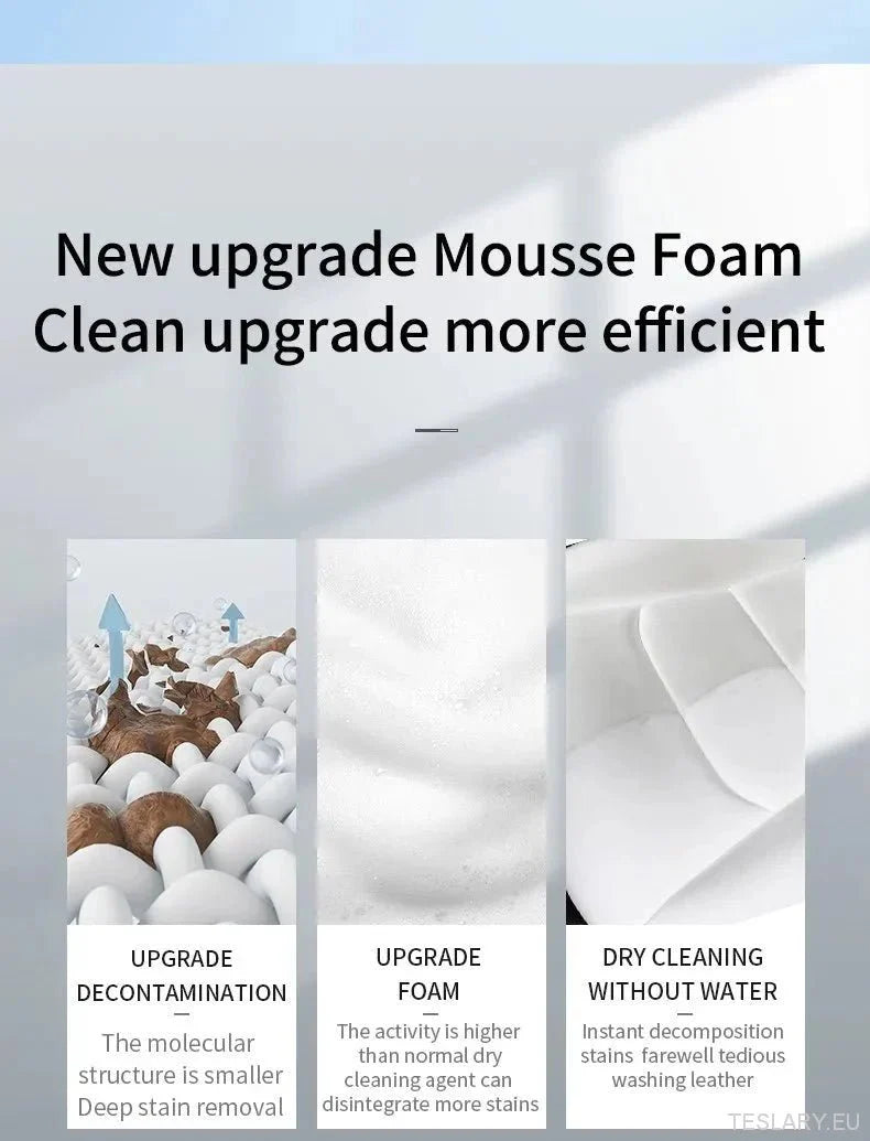 Tesla Interior PU Leather Cleaning & Care Foam - 150ml - TESLARY Tesla Shop Accessories Europe Nederlands Ireland Deutschland Espana Alicante France Italia