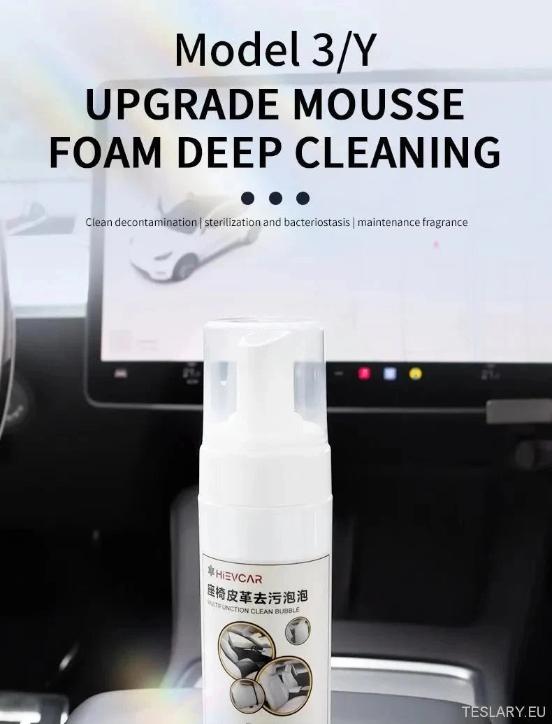 Tesla Interior PU Leather Cleaning & Care Foam - 150ml - TESLARY Tesla Shop Accessories Europe Nederlands Ireland Deutschland Espana Alicante France Italia