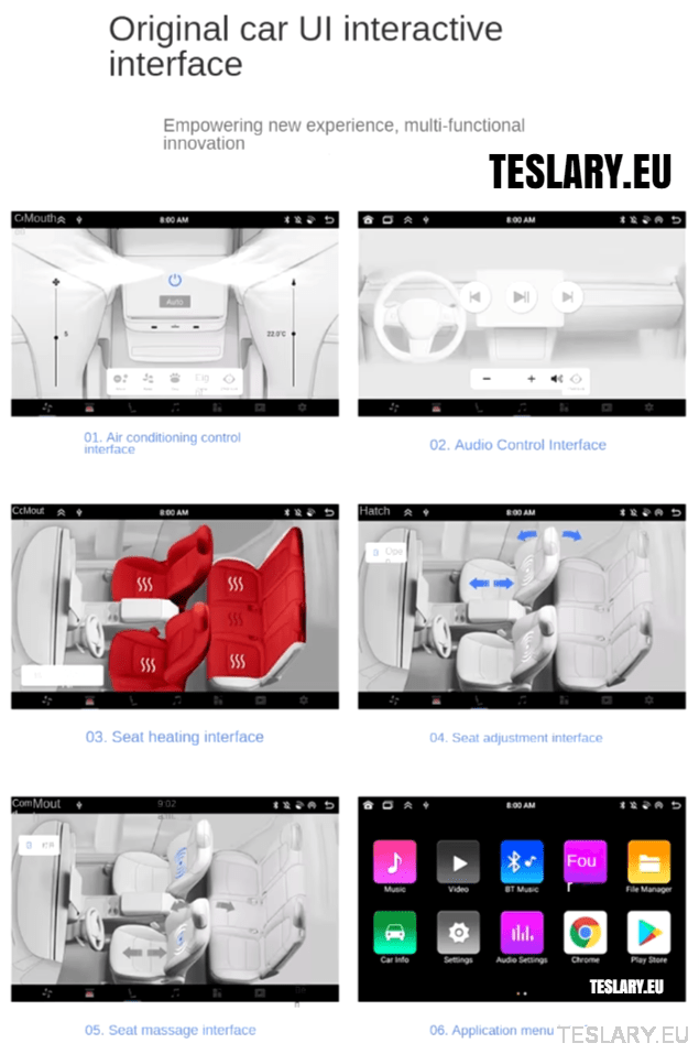 Tesla Model 3 / Y Rear 8.66" Screen with Android Auto & Apple Car Play - TESLARY Tesla Shop Accessories Europe Nederlands Ireland Deutschland Espana Alicante France Italia