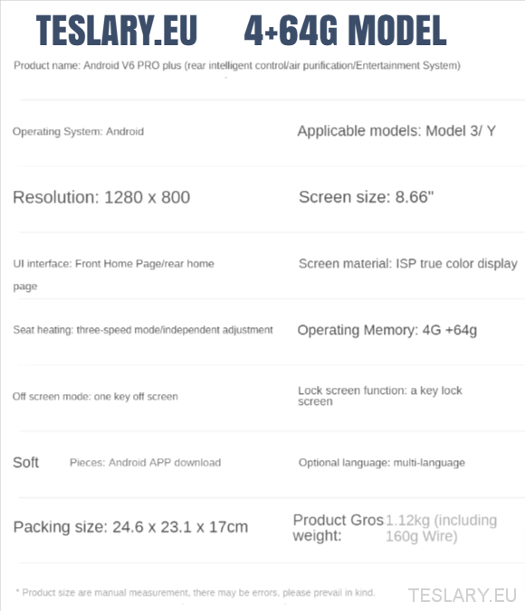Tesla Model 3 / Y Rear 8.66" Screen with Android Auto & Apple Car Play - TESLARY Tesla Shop Accessories Europe Nederlands Ireland Deutschland Espana Alicante France Italia